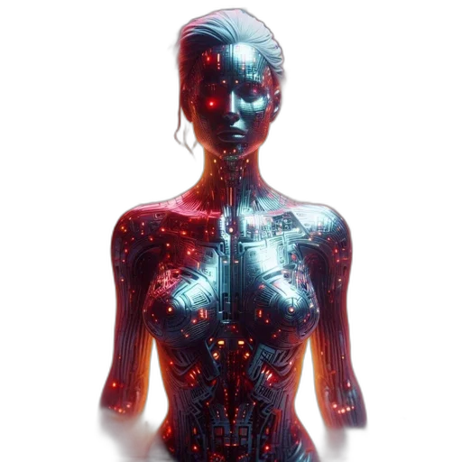 robot, jewelry, dress, cyberpunk transparent PNG cut-out