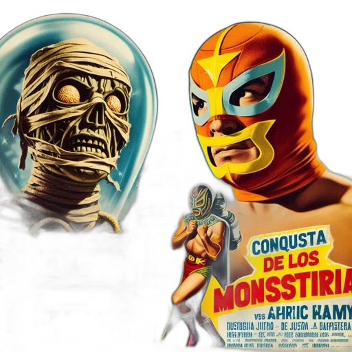 mask, comic book art, concept art, retro-style transparent PNG cut-out