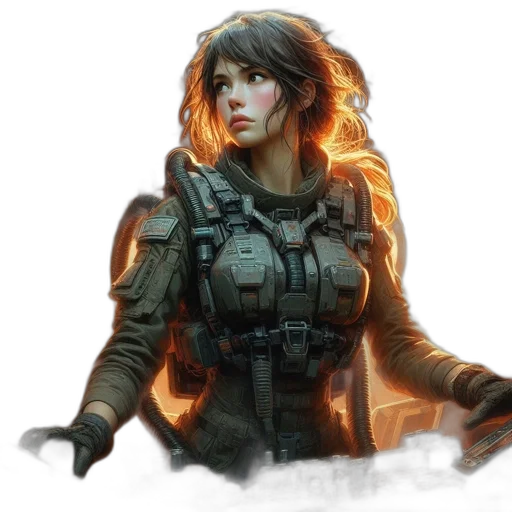 jacket, face, concept art, fantasy art transparent PNG cut-out
