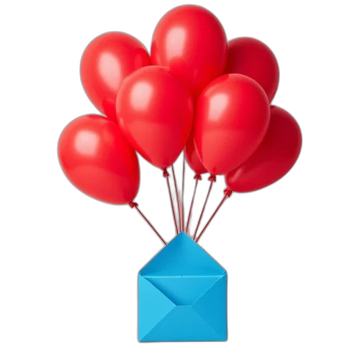 3d render, red, balloons, blue transparent PNG cut-out