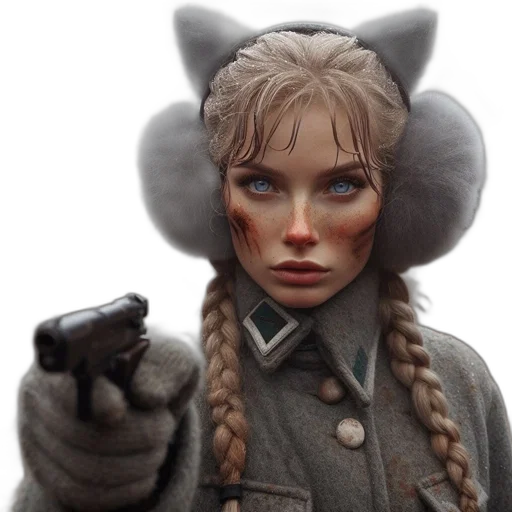 weapon, staff, jacket, face transparent PNG cut-out