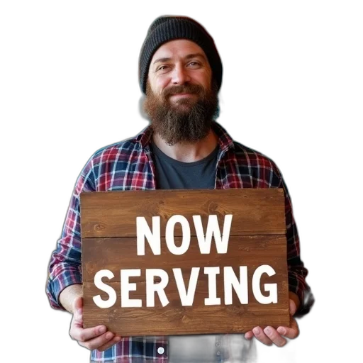 staff, man, beard, beanie transparent PNG cut-out