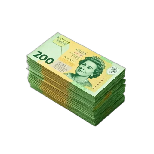 3d render, stack, australian, currency transparent PNG cut-out