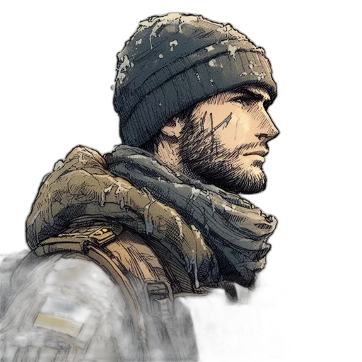 face, weapon, hat, jacket transparent PNG cut-out