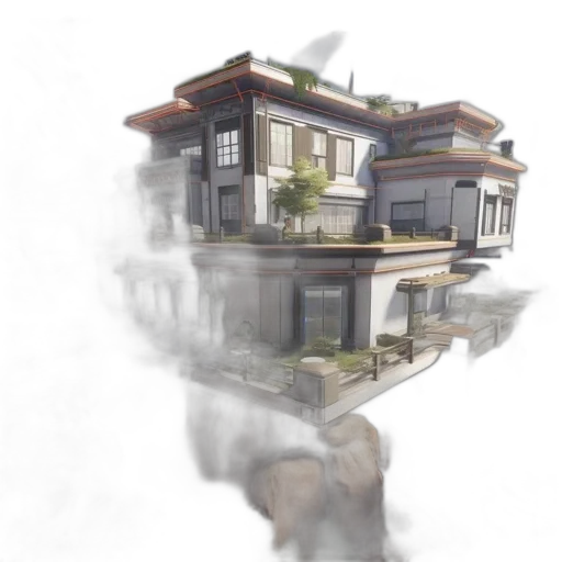 building, concept art, 3d render, photorealistic transparent PNG cut-out
