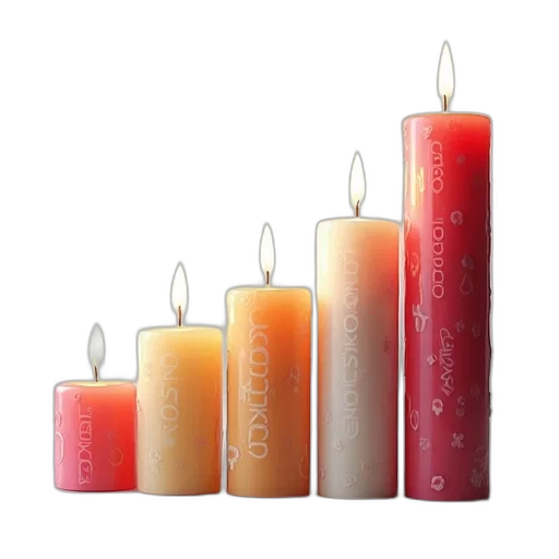 fire, candles, chart, shows transparent PNG cut-out