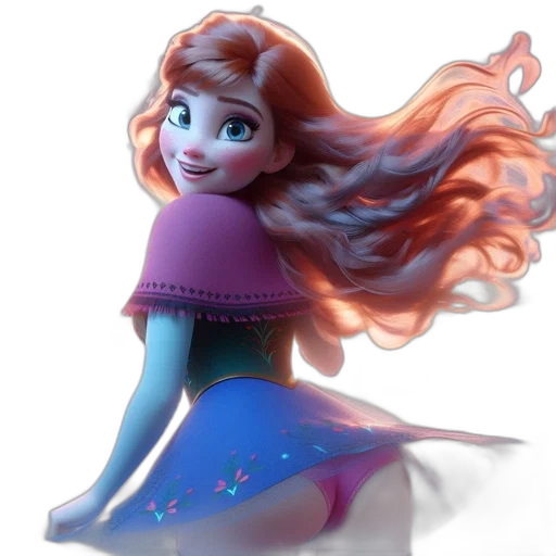 dress, hair, crown, 3d render transparent PNG cut-out