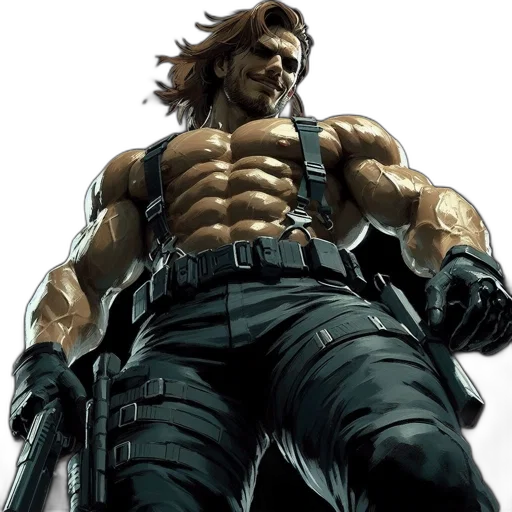 concept art, comic book art, muscular, harnessed transparent PNG cut-out