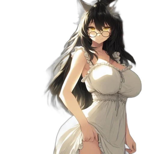 dress, staff, animal, fantasy art transparent PNG cut-out