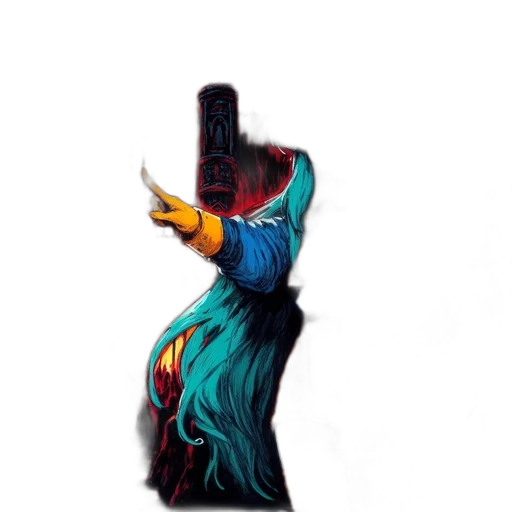 hair, dress, staff, weapon transparent PNG cut-out
