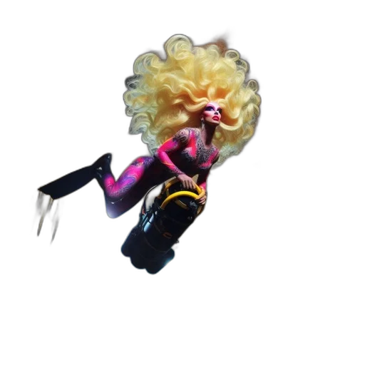 hair, creature, staff, jacket transparent PNG cut-out