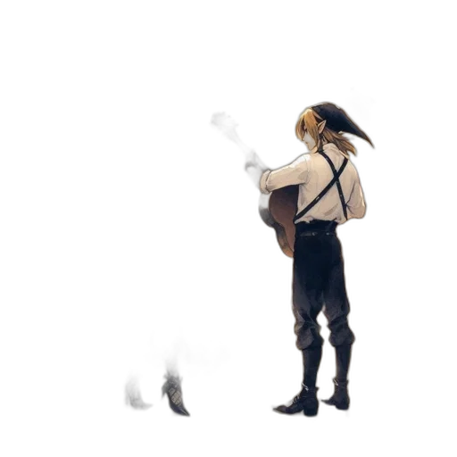 jacket, staff, weapon, mask transparent PNG cut-out