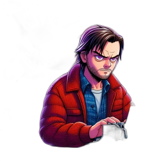 jacket, weapon, face, hair transparent PNG cut-out