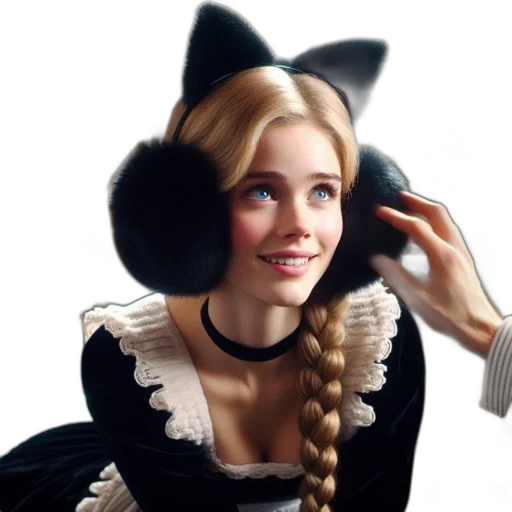 hat, dress, hair, staff transparent PNG cut-out