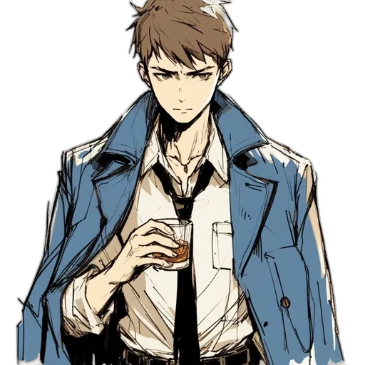 jacket, staff, weapon, cartoon transparent PNG cut-out