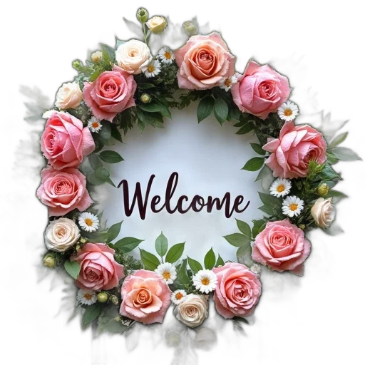 floral, wreath, wedding, welcome transparent PNG cut-out