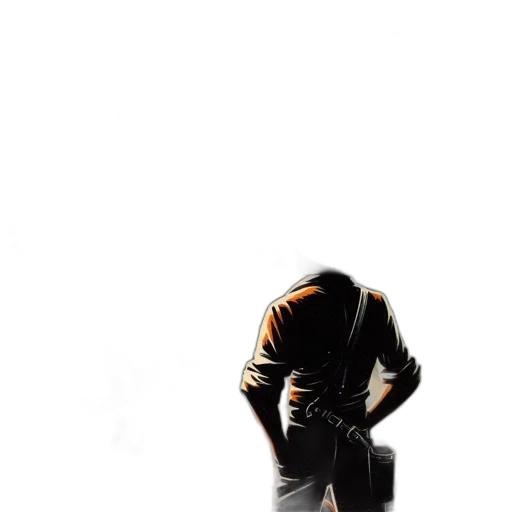 jacket, robot, staff, weapon transparent PNG cut-out