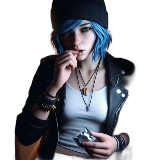 jacket, jewelry, face, weapon transparent PNG cut-out