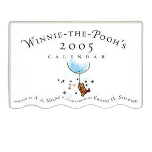 winnie-the-pooh, calendar, 2005, featuring transparent PNG cut-out