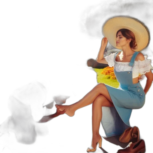 umbrella, hat, dress, concept art transparent PNG cut-out