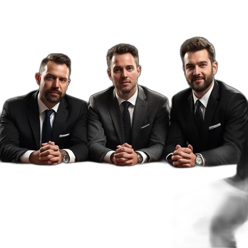 staff, three, men, behind transparent PNG cut-out