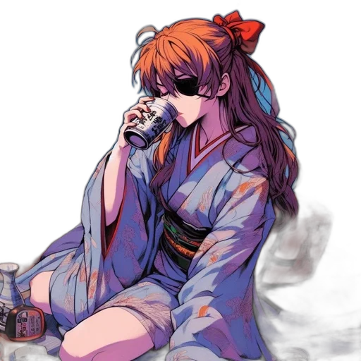 dress, jacket, staff, vaporwave transparent PNG cut-out