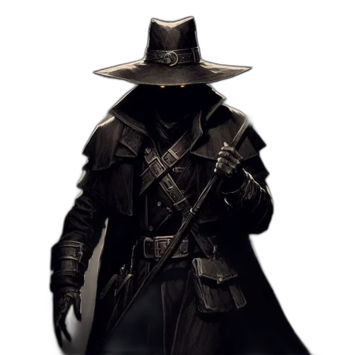 hat, jacket, mask, staff transparent PNG cut-out