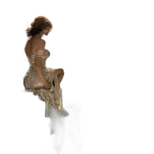 hair, dress, staff, creature transparent PNG cut-out