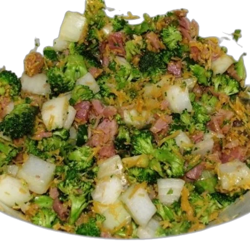food, bowl, broccoli, ham transparent PNG cut-out