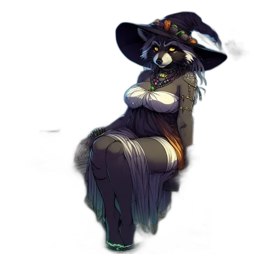 hat, staff, dress, creature transparent PNG cut-out