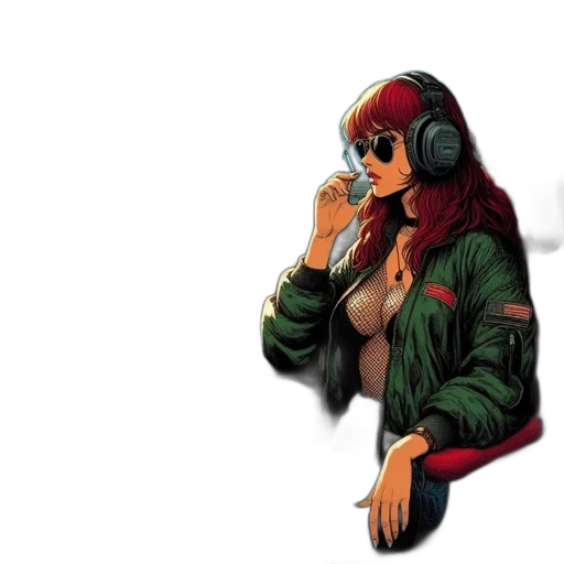 jacket, pixel art, cyberpunk, comic book art transparent PNG cut-out