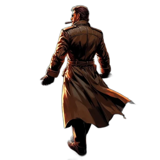 jacket, staff, concept art, comic book art transparent PNG cut-out