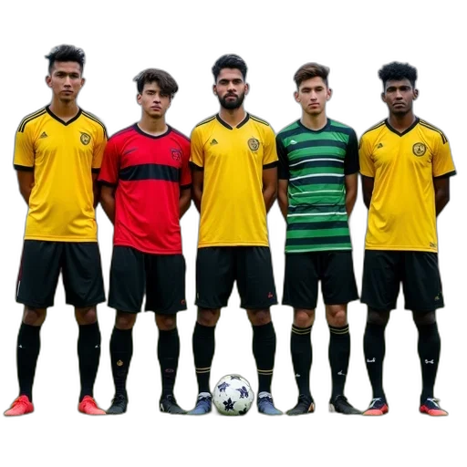group, five, soccer, players transparent PNG cut-out