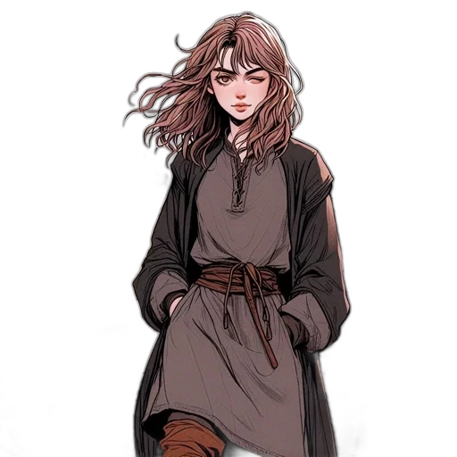 staff, jacket, dress, sword transparent PNG cut-out
