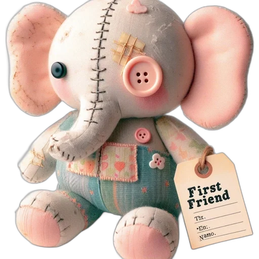 3d render, elephant, shaped, plush transparent PNG cut-out