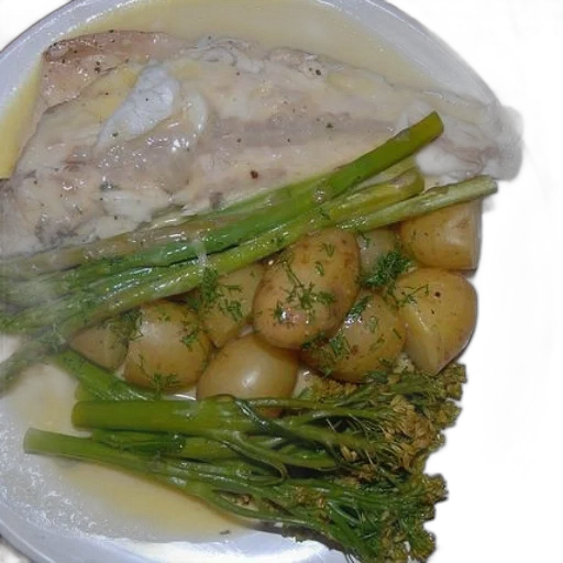 food, plate, fish, potatoes transparent PNG cut-out