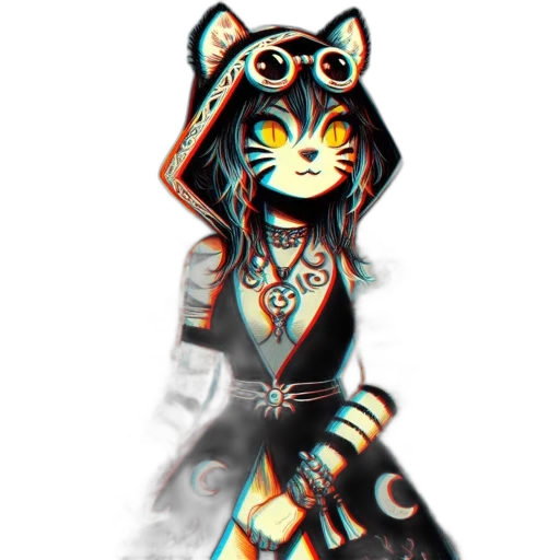 dress, mask, staff, jewelry transparent PNG cut-out