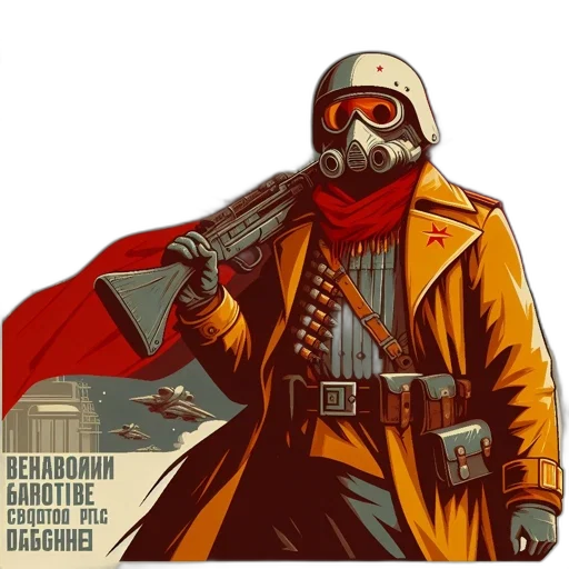 jacket, robot, weapon, cyberpunk transparent PNG cut-out