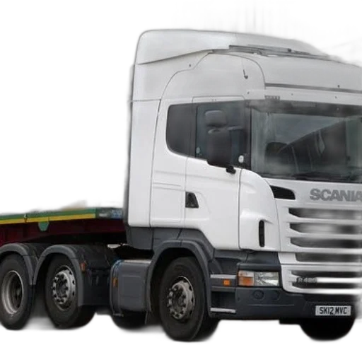 photorealistic, white, scania, truck transparent PNG cut-out