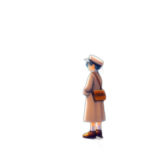 hat, staff, jacket, robot transparent PNG cut-out