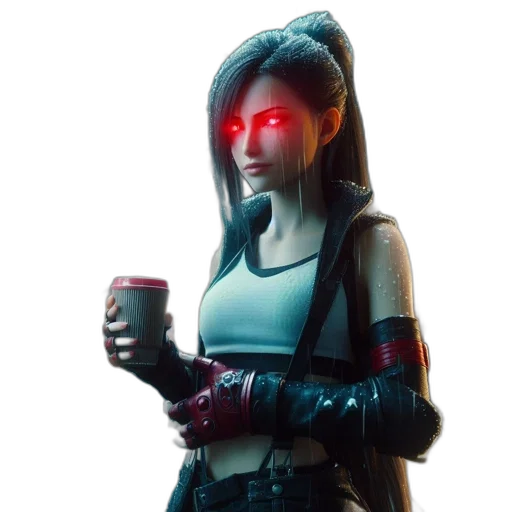 robot, jacket, weapon, face transparent PNG cut-out