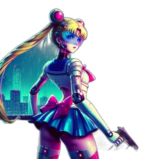 weapon, robot, dress, cyberpunk transparent PNG cut-out