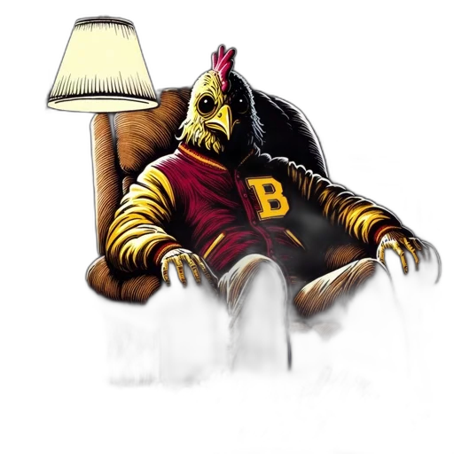 concept art, 3d render, chicken, wears transparent PNG cut-out