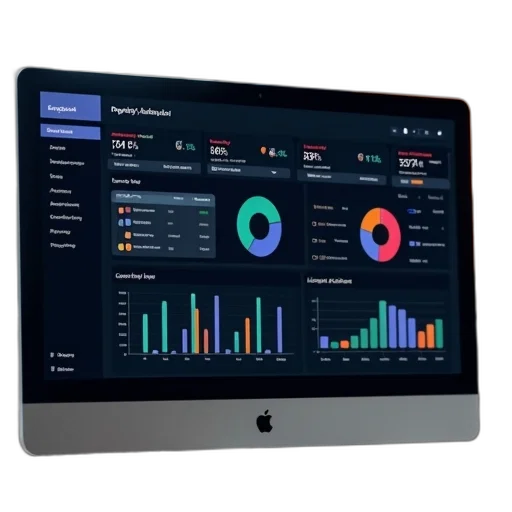 computer, monitor, displaying, dashboard transparent PNG cut-out