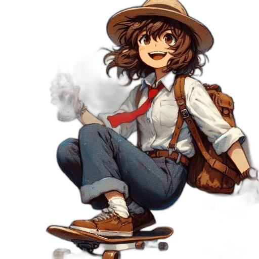 hat, staff, jacket, anime transparent PNG cut-out