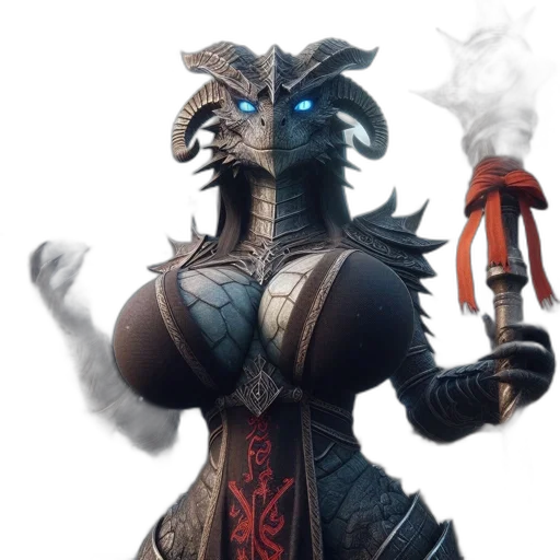 dragon, mask, staff, creature transparent PNG cut-out