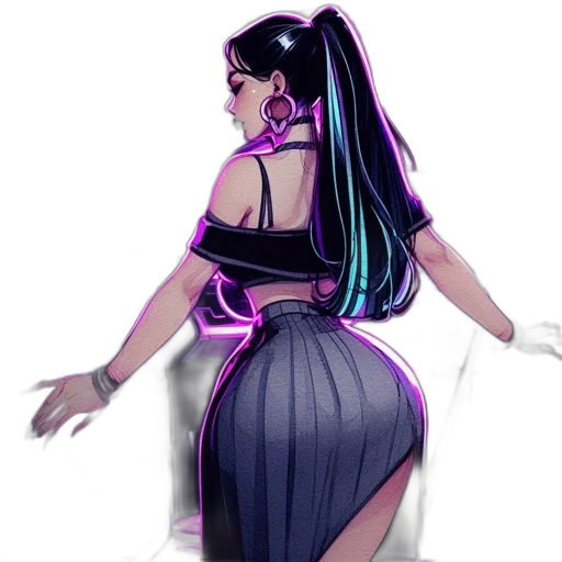 dress, cyberpunk, concept art, vaporwave transparent PNG cut-out