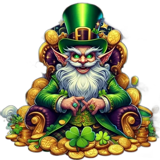 fantasy art, green, jovial, leprechaun transparent PNG cut-out