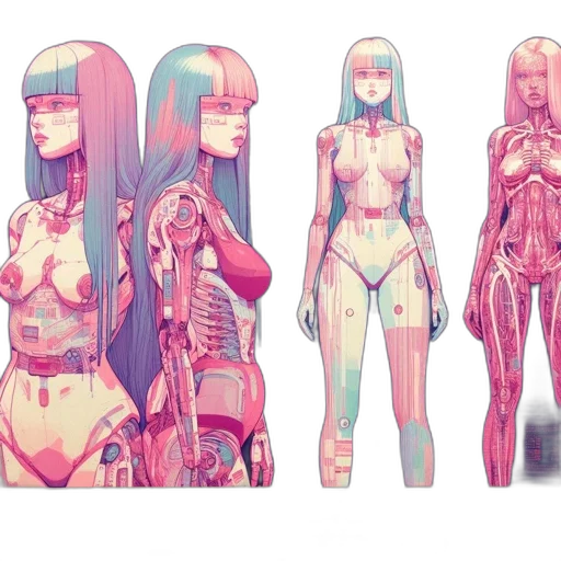 robot, concept art, cyberpunk, fantasy art transparent PNG cut-out