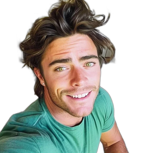 hair, face, creature, staff transparent PNG cut-out